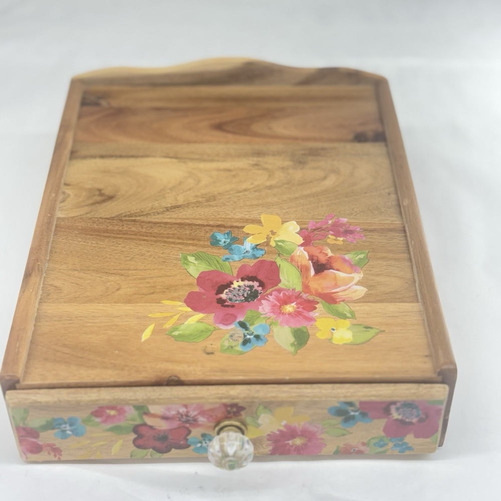 The Pioneer Woman Wildflower Whimsy 4-Compartment Wood Coffee Pod Organizer - Picture 2 of 7
